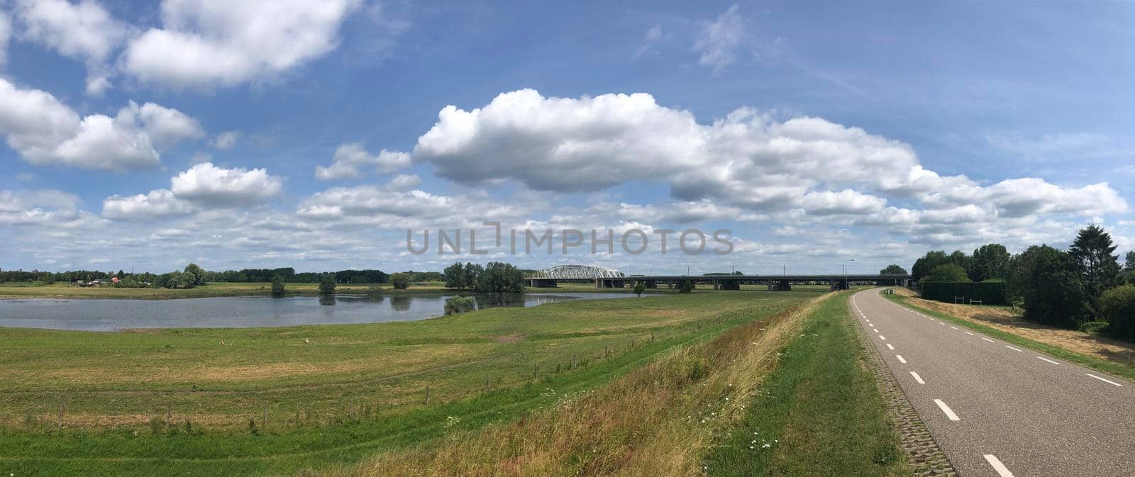 Panorama from a dike around Westervoort in The Netherlands