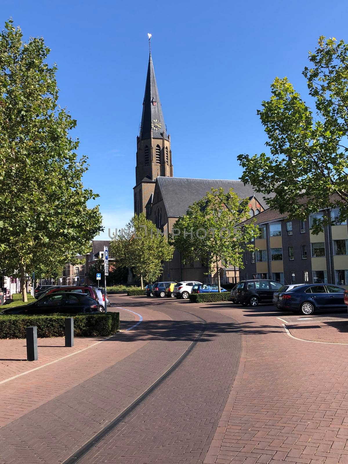 Street towards the Sint Bonifatius church in Lichtenvoorde, The Netherlands