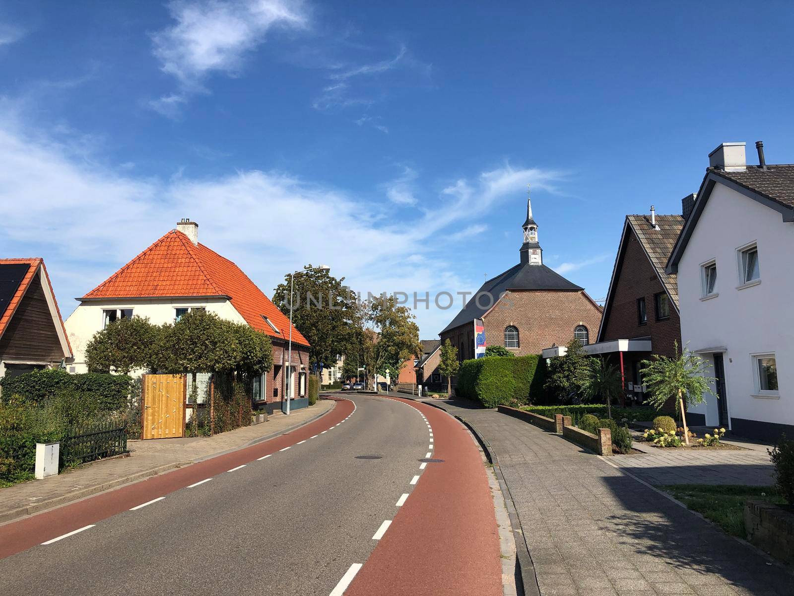 One street, two countries in Dinxperlo with left The Netherlands and right Germany