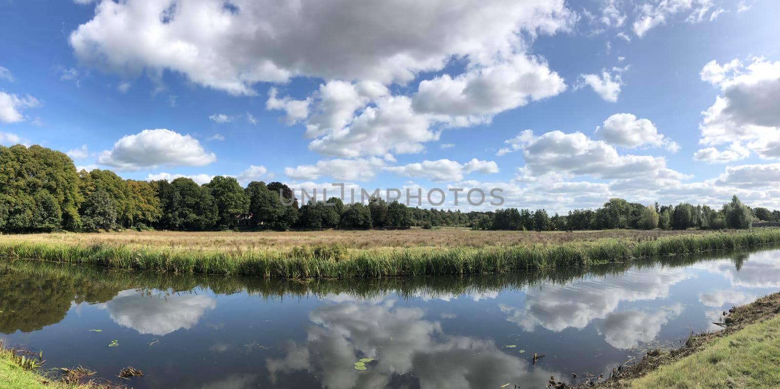 Panorama from the old ijssel river in Gelderland, The Netherlands