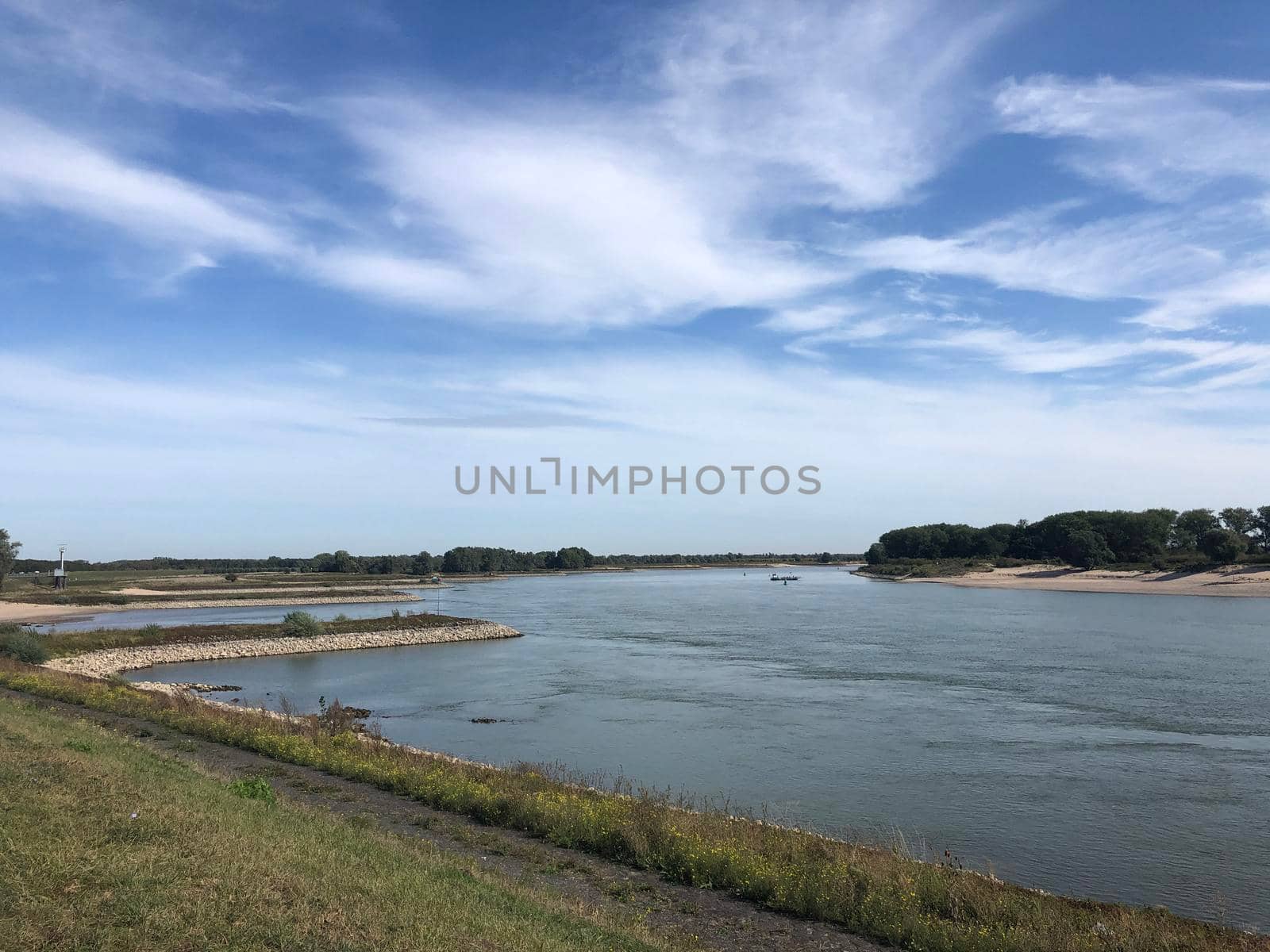 The Waal river around Gendt in Gelderland, The Netherlands