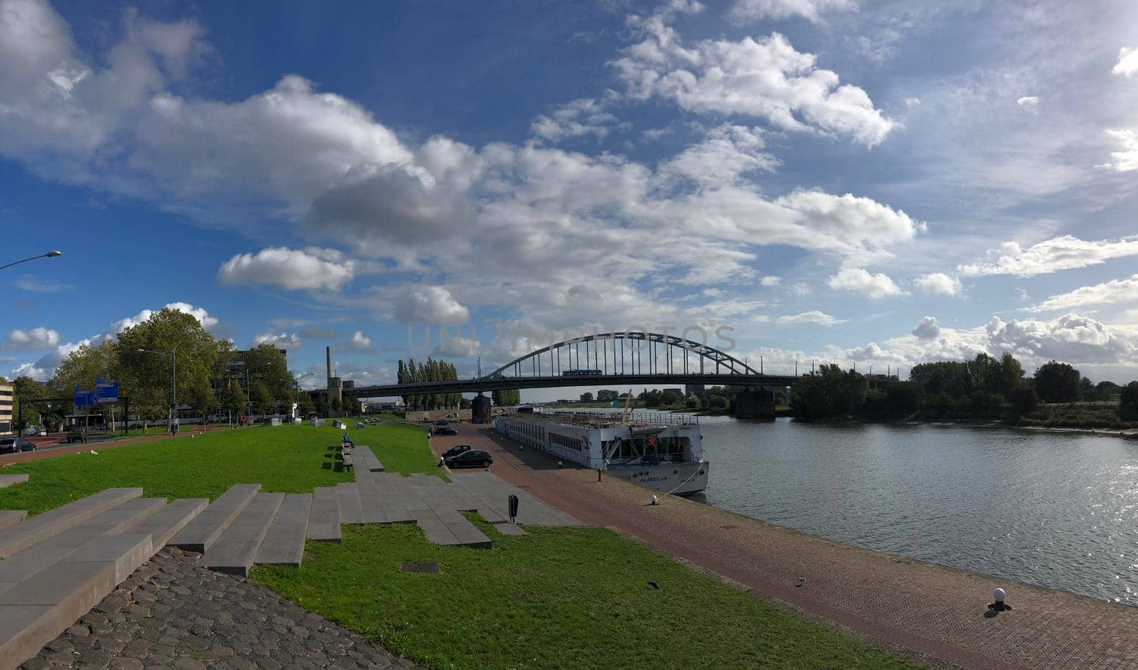 John Frost bridge over the Nederrijn river in Arnhem by traveltelly
