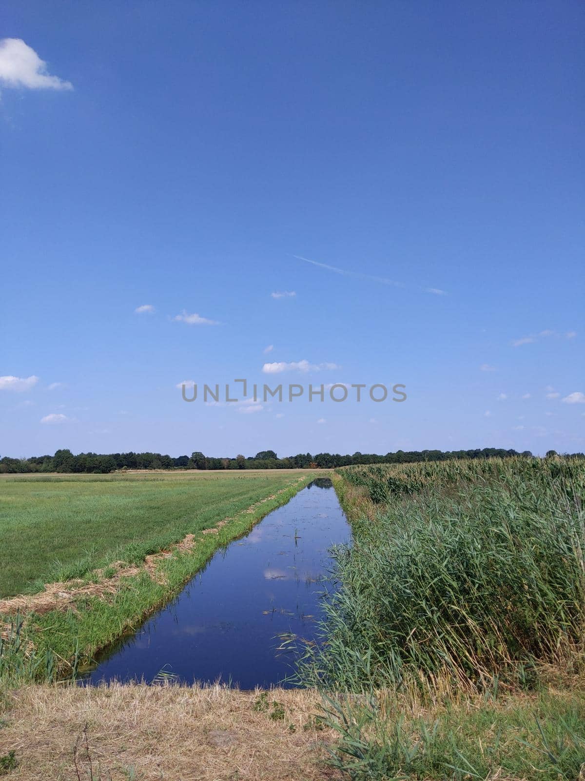 Canal and farmland around Paasloo, The Netherlands