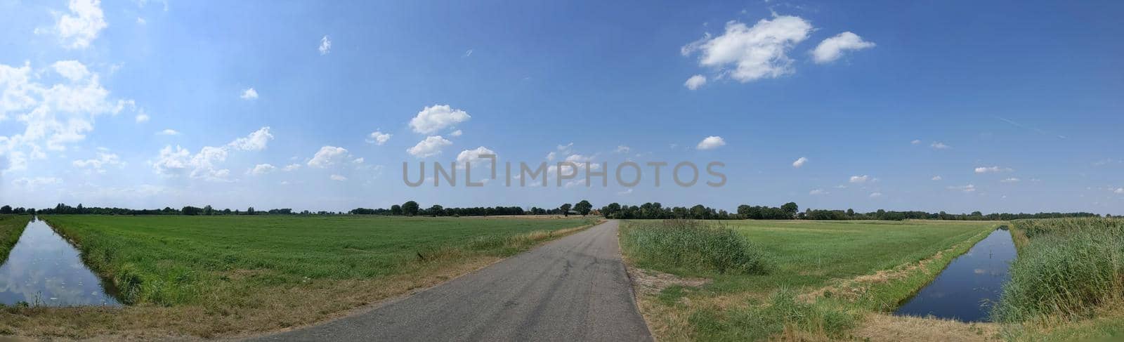 Panoramic farmland scenery around Paasloo, The Netherlands