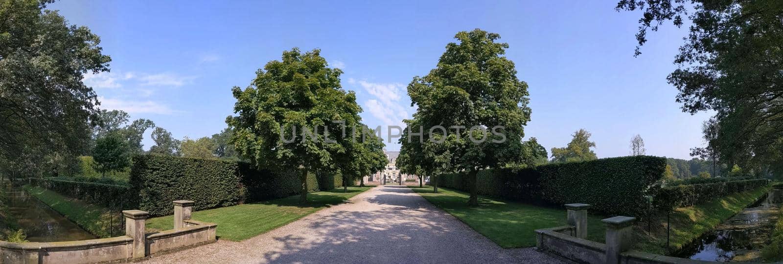 Panorama from the road towards the castle Weldam in Overijssel The Netherlands