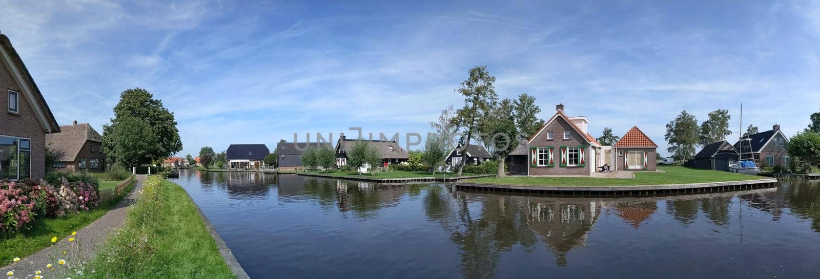 Houses next to the canal in Kalenberg, Overijssel, The Netherlands