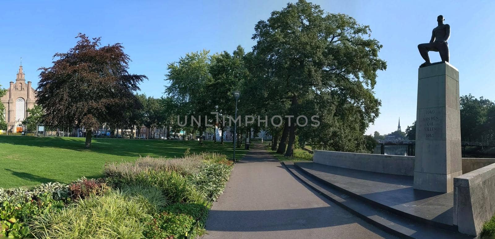 Panoramic view from around the War monument in Zwolle, The Netherlands