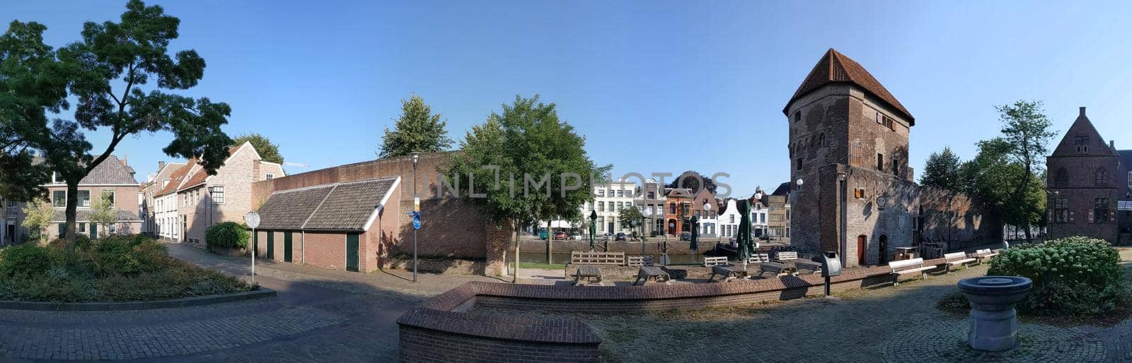 Panoramic view from around the Wine carrier tower in Zwolle, The Netherlands