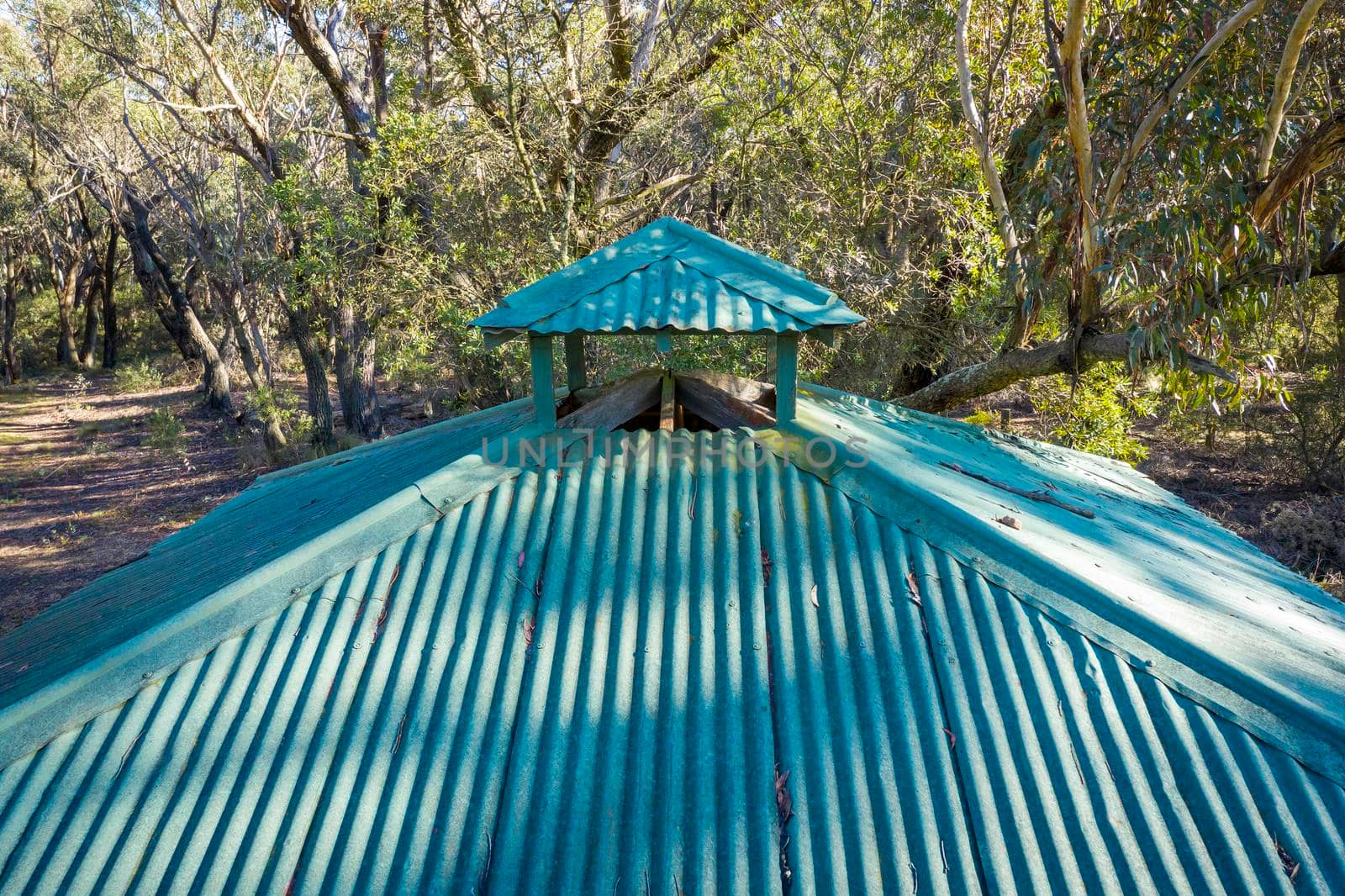 Aerial view of a picnic shed in the forest in regional Australia by WittkePhotos