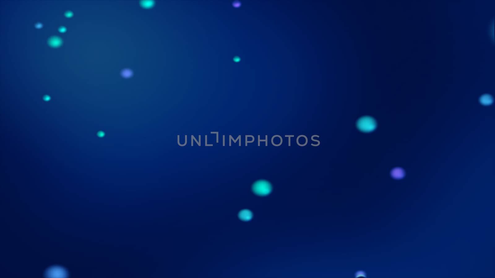 Dark blue bokeh background with blurred glowing bluish spheres. Unfocused blue bokeh background for blurry background