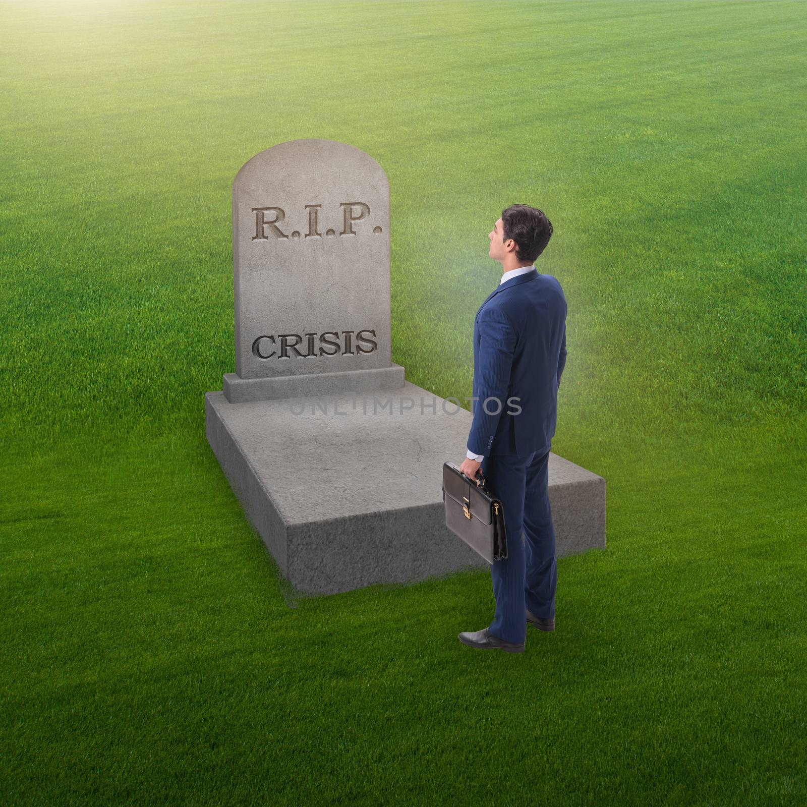 Businessman mourning the crisis in economy by Elnur