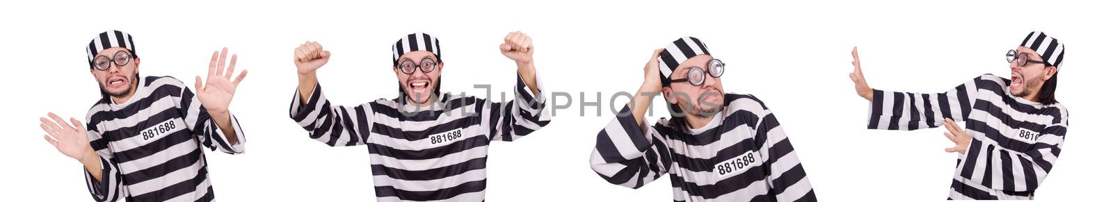 Prison inmate isolated on the white background