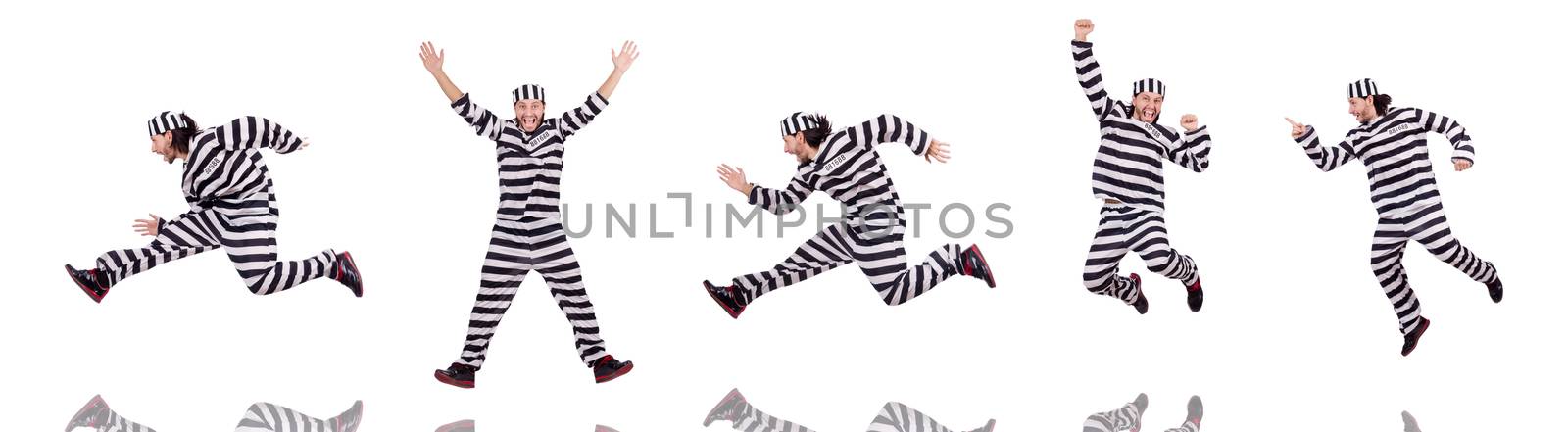 Prison inmate isolated on the white background