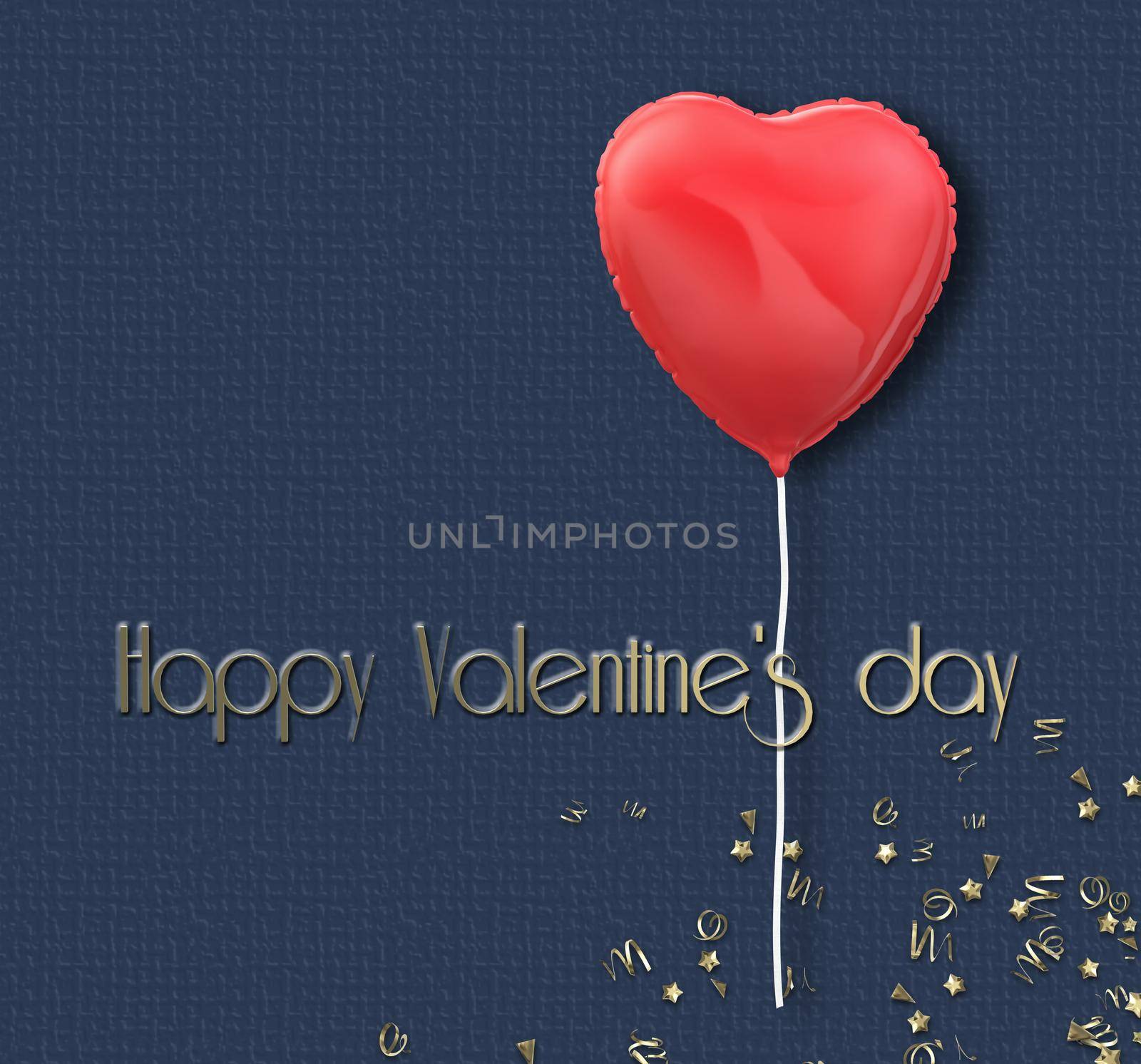 Valentines day background with Heart Shaped red Balloon. text Happy Valentine's day. 3D illustration
