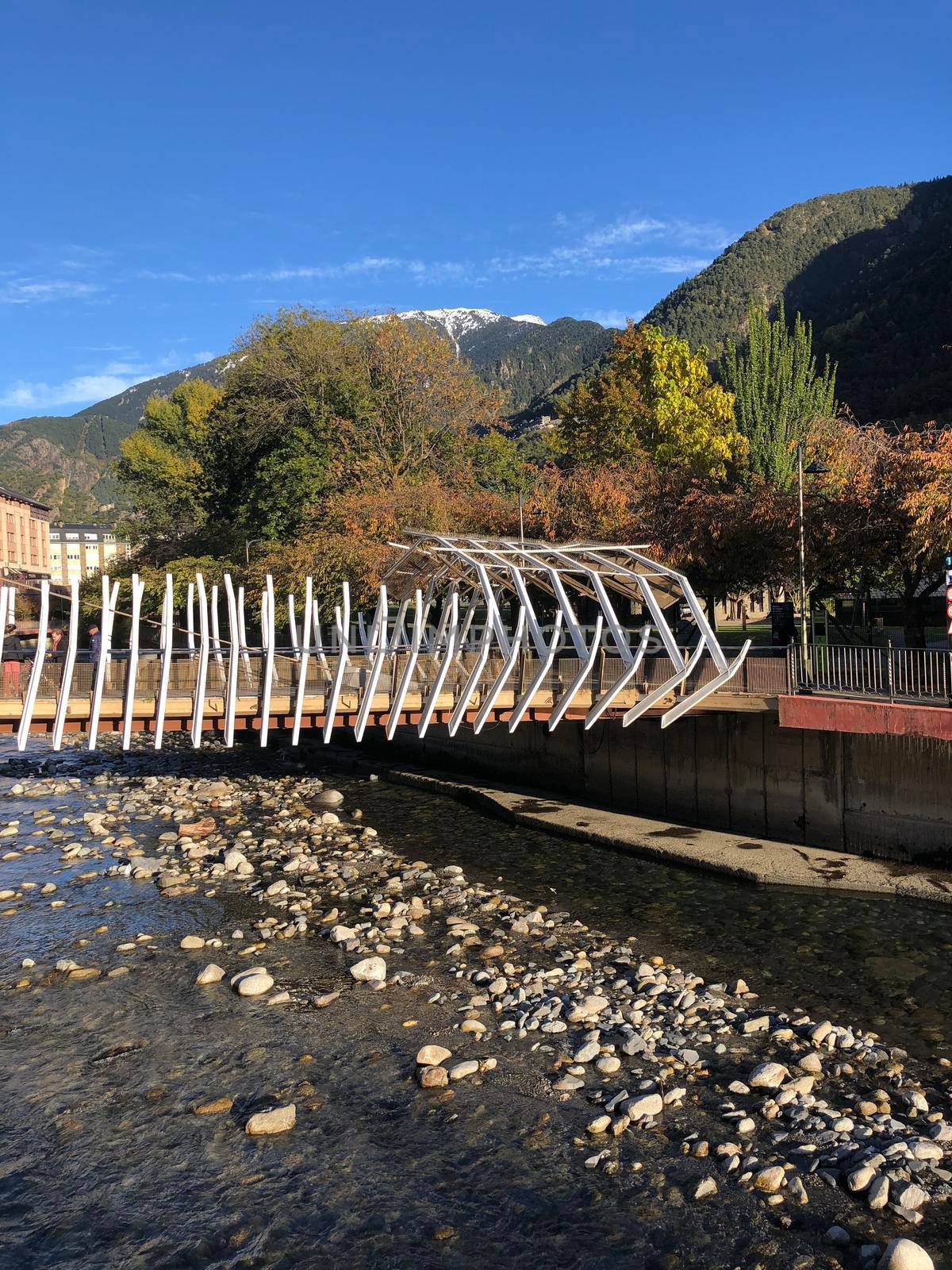 Bridge over the Gran Valira river in Andorra la Vella 