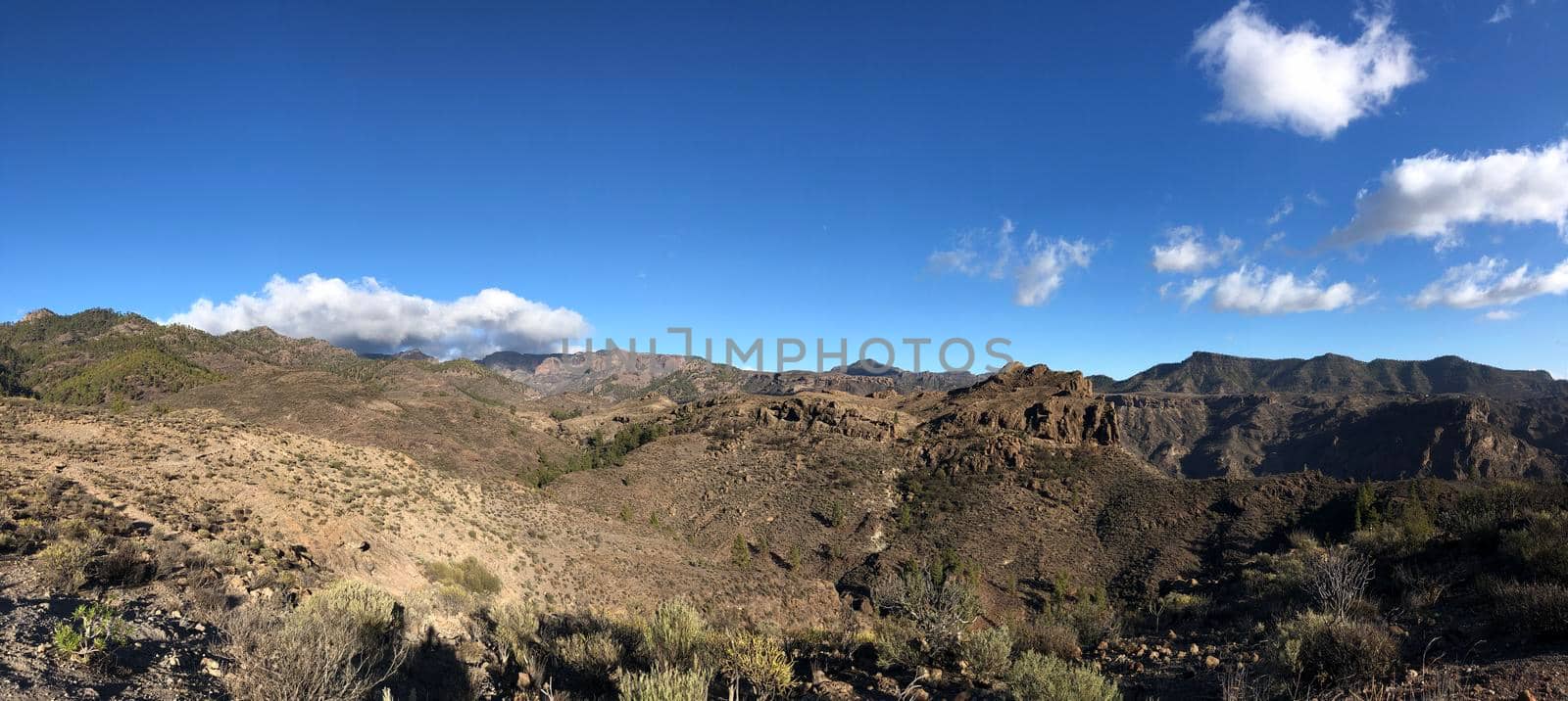 Panoramic scenery around Las Ninas Reservoir on Gran Canaria