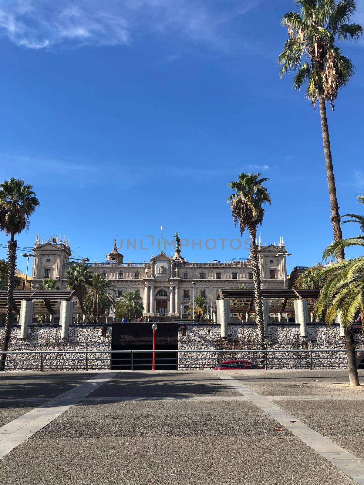 The boulevard around the harbor of Barcelona, Spain