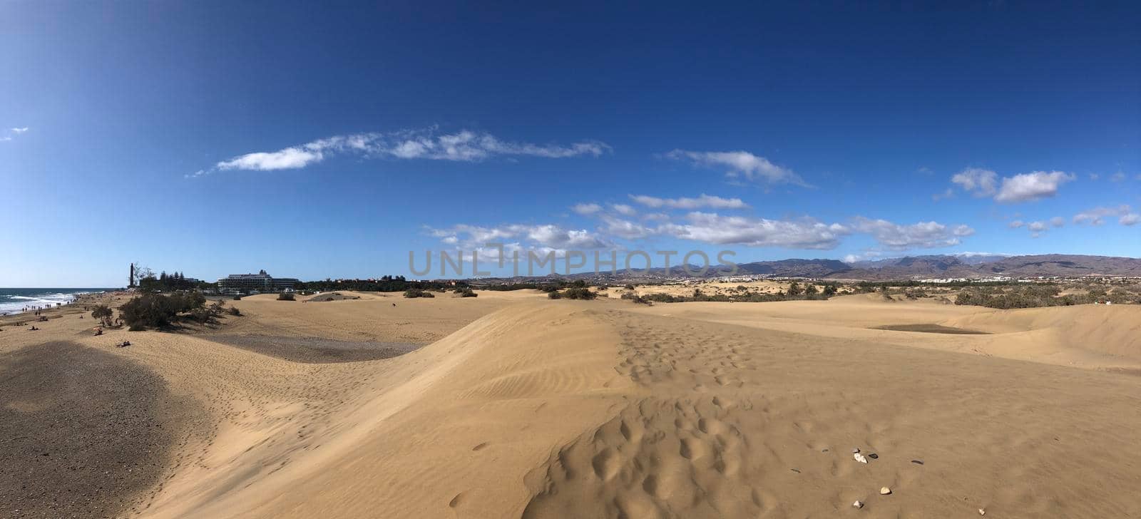 Panorama from the sand dunes of Maspalomas on Gran Canaria