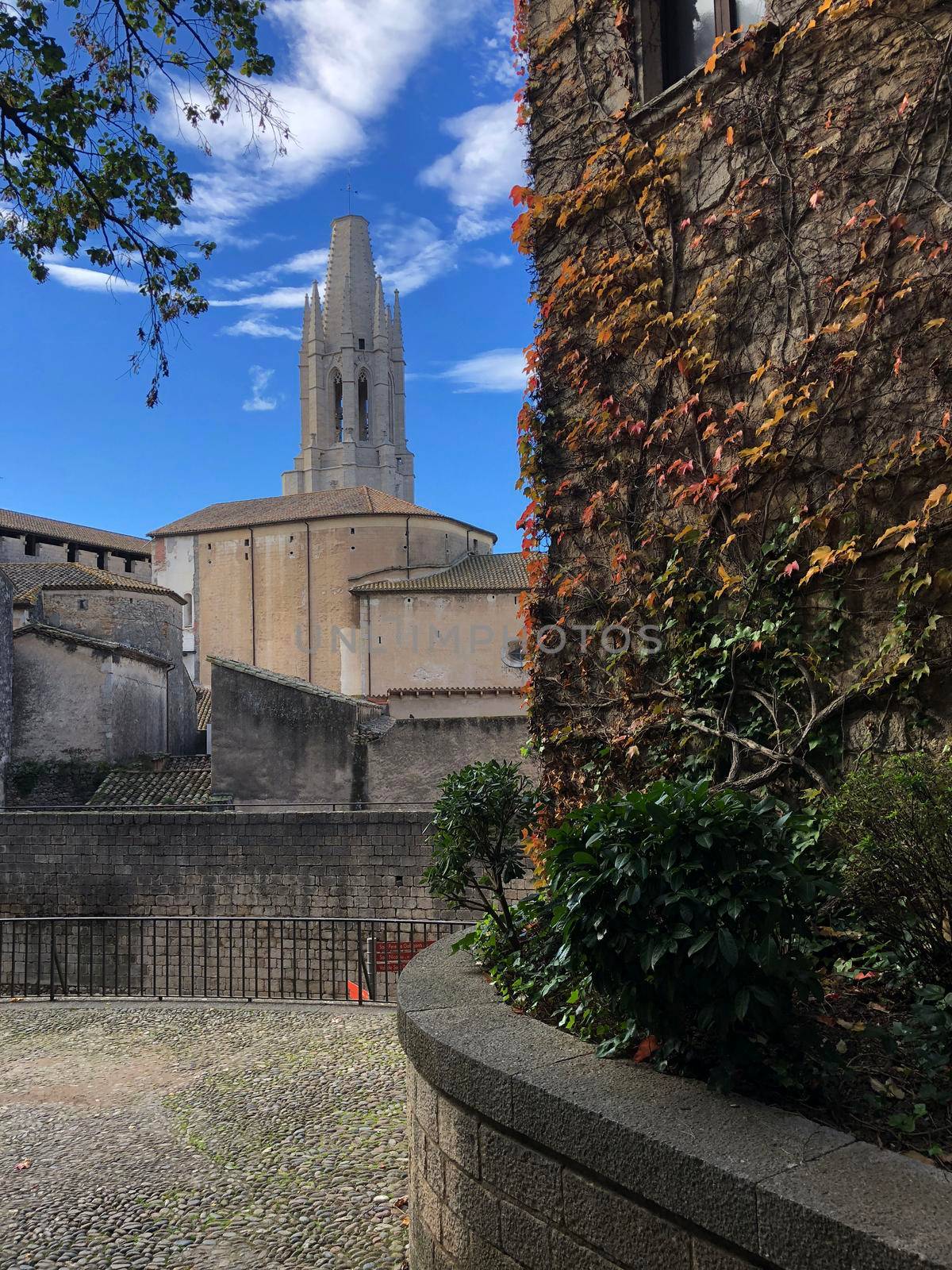 Banys Arabs and the Basilica de Sant Feliu in Girona Spain