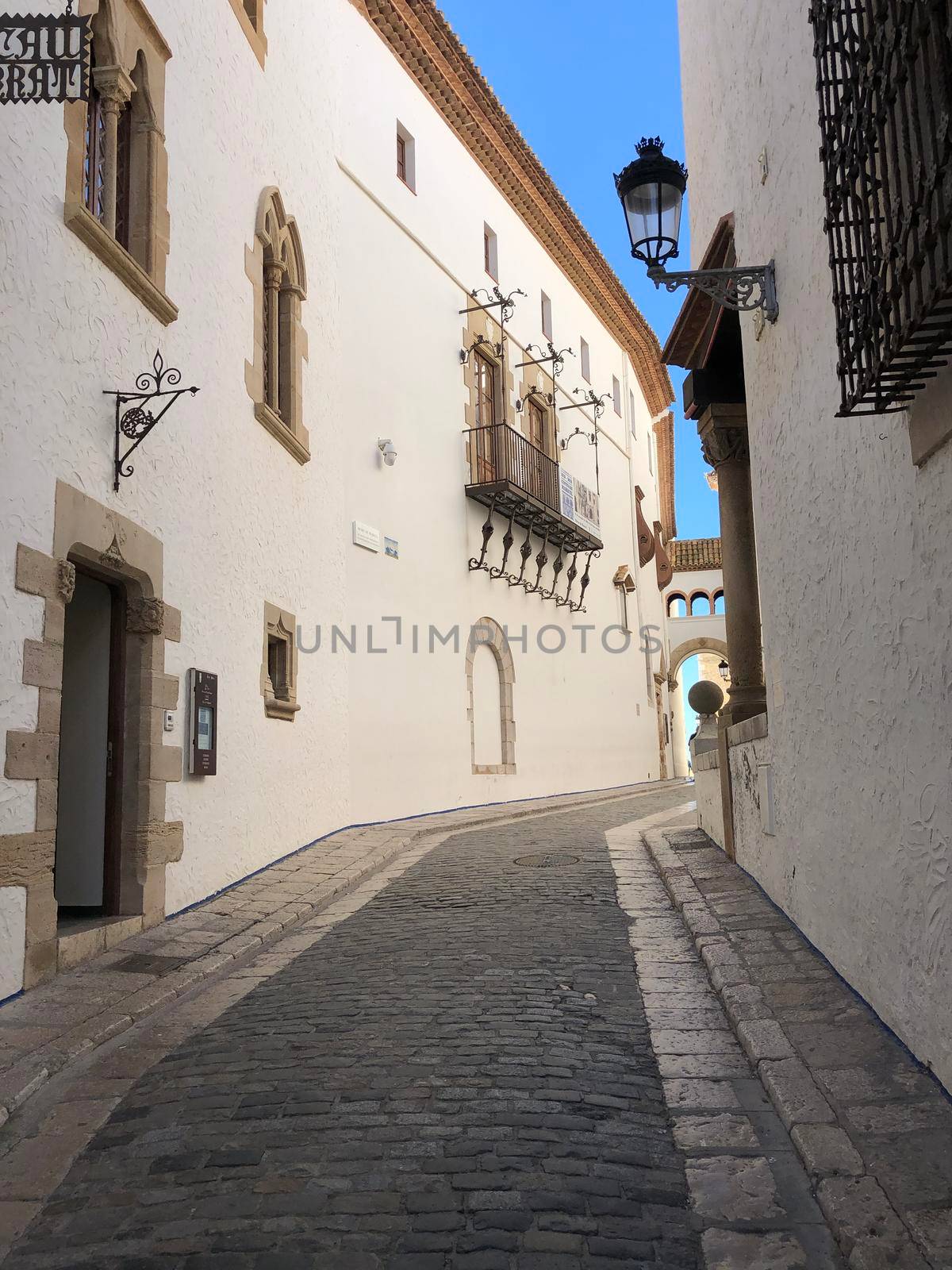 Street around the Museu del Cau Ferrat in Sitges, Spain