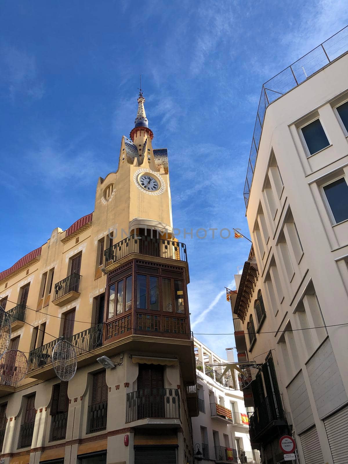 Building in the old town of Sitges by traveltelly