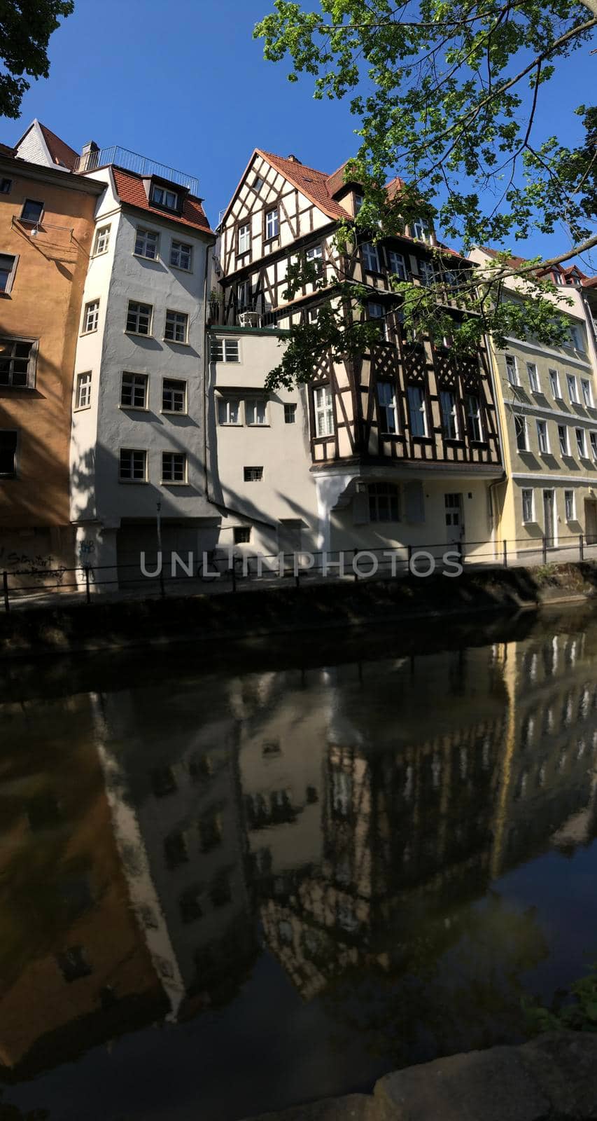 Housing next to the regnitzarm river in Bamberg Germany