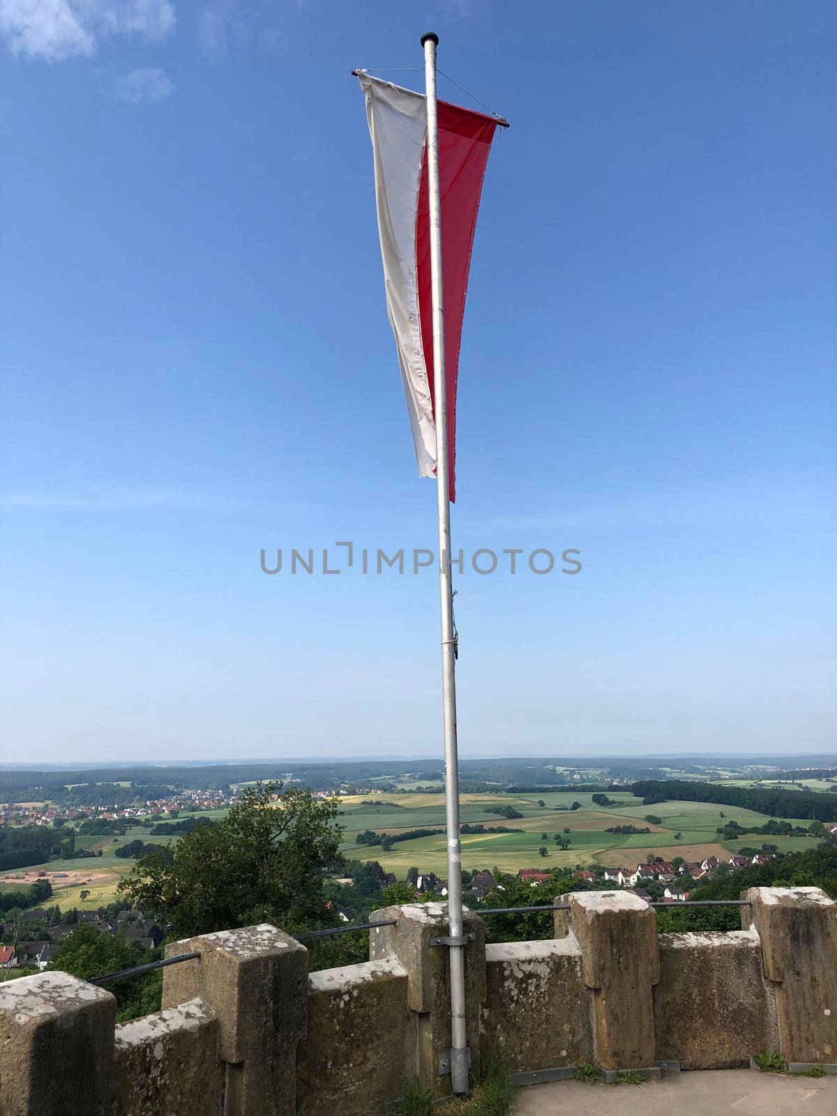 Flag on the tower of the Altenburg Castle in Bamberg Germany