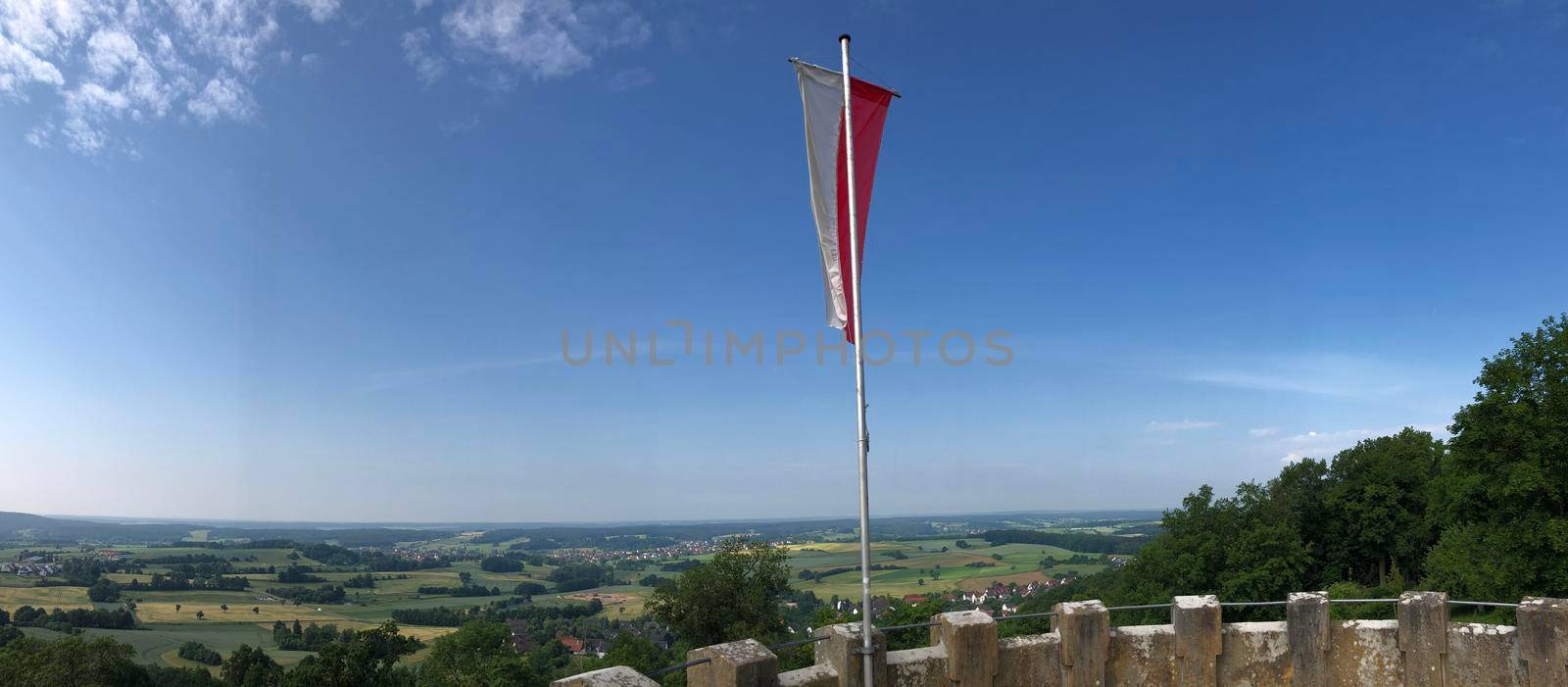 Panorama from a flag on the tower of the Altenburg Castle in Bamberg Germany