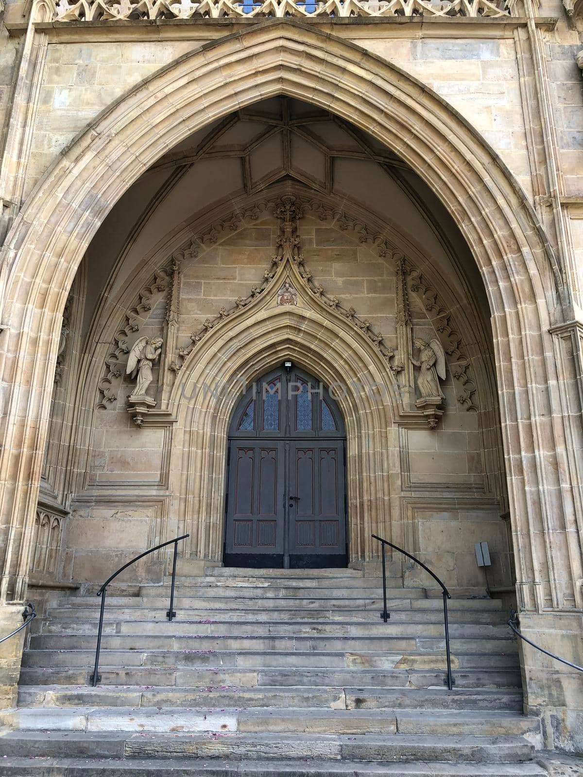 Stairs and door at the Erfurt Cathedral in Erfurt, Germany