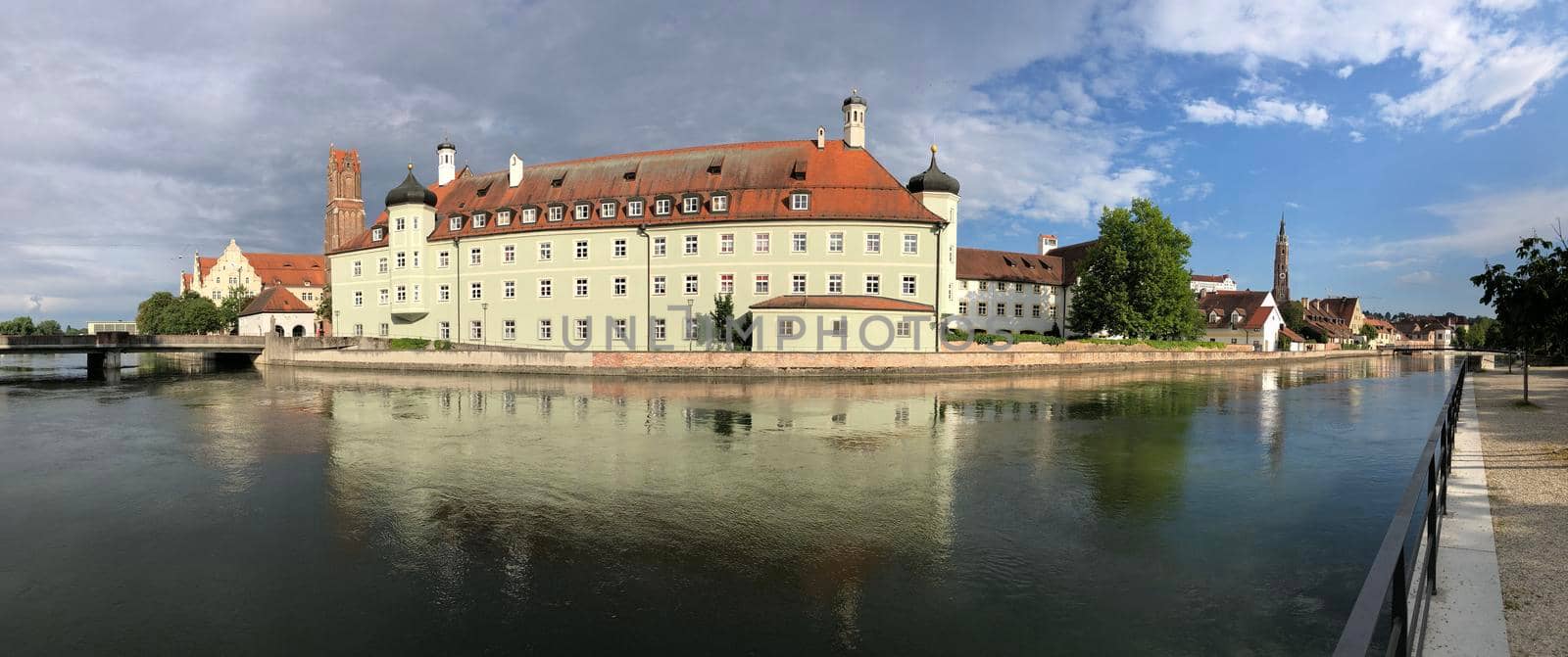 Panorama from the Isar river around Landshut Germany