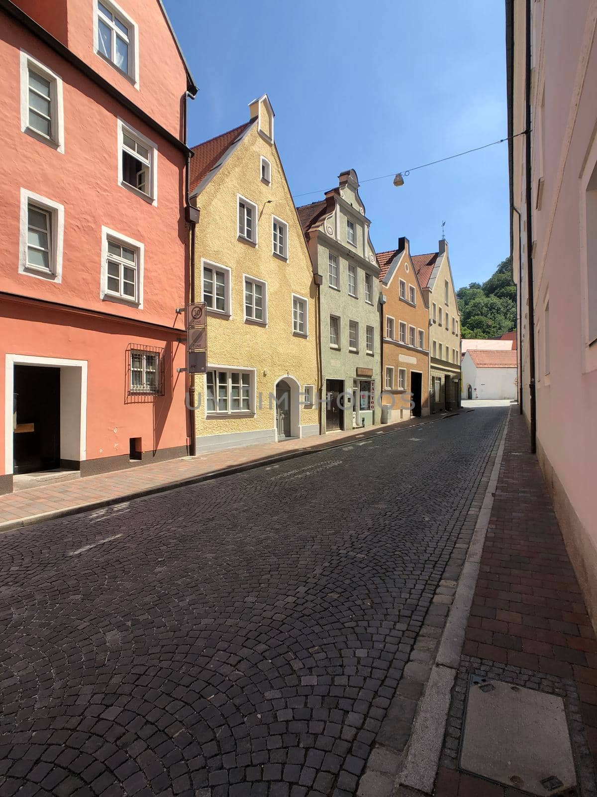 Colorful houses in the old town of Landshut Germany