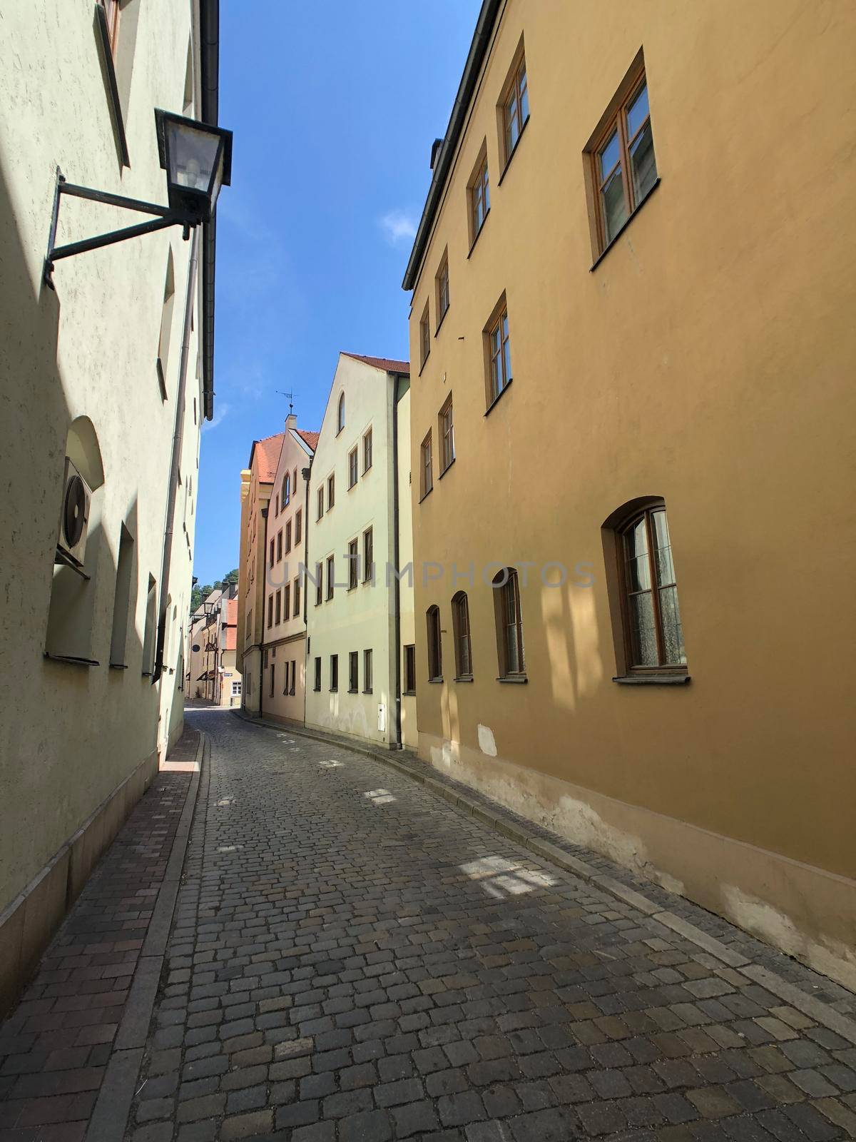 Colorful houses in the old town of Landshut Germany