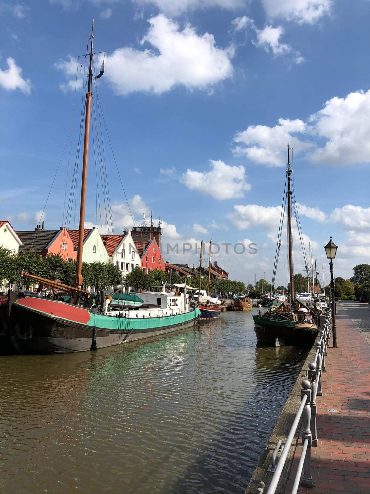 Sailboats in the harbor of Weener in Germany