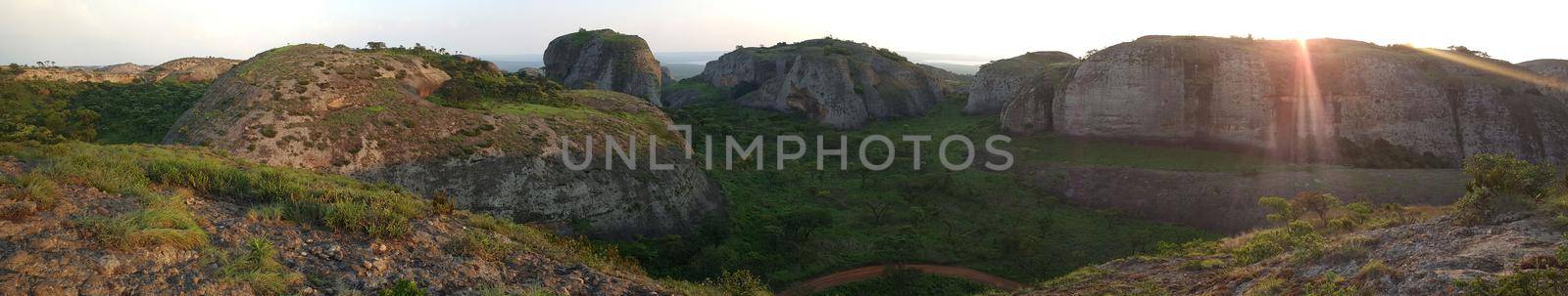 The Black Rocks at Pungo Andongo panorama (Pedras Negras de Pungo Andongo) in Angola