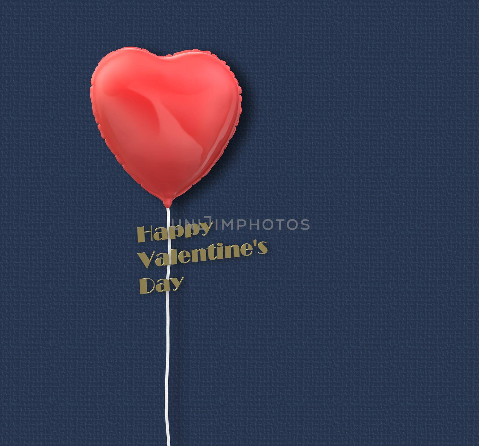 Valentines day background with Heart Shaped red Balloon. text Happy Valentine's day. 3D illustration