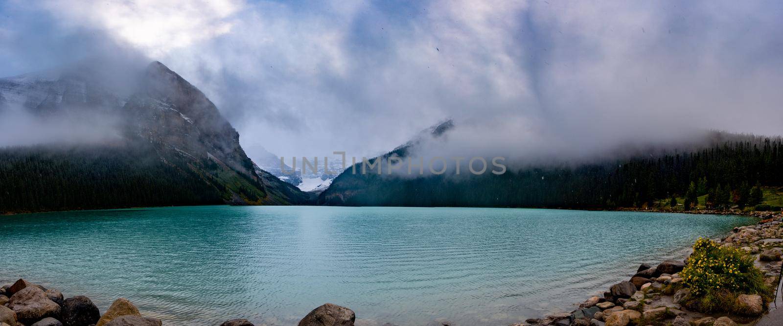 Lake Louise Canadian Rockies Banff national park, Beautiful autumn views of iconic Lake Louise in Banff National Park in the Rocky Mountains of Alberta Canada. 