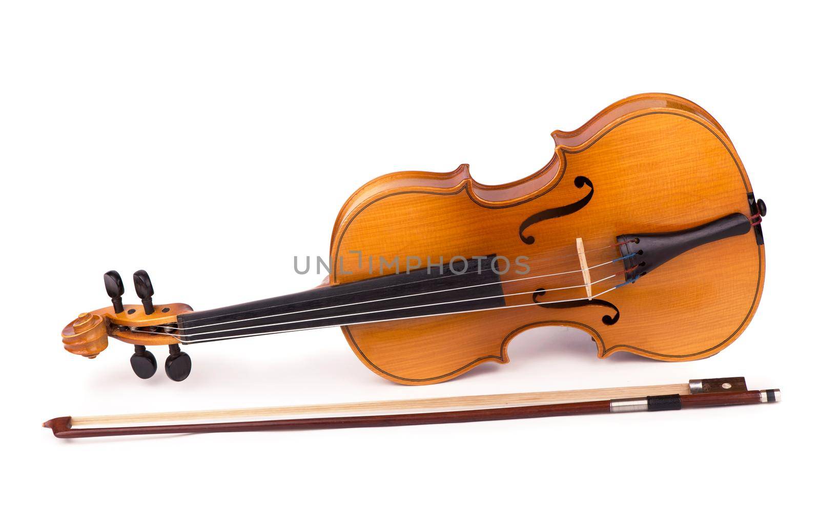 Violin and bow on the white background by aprilphoto