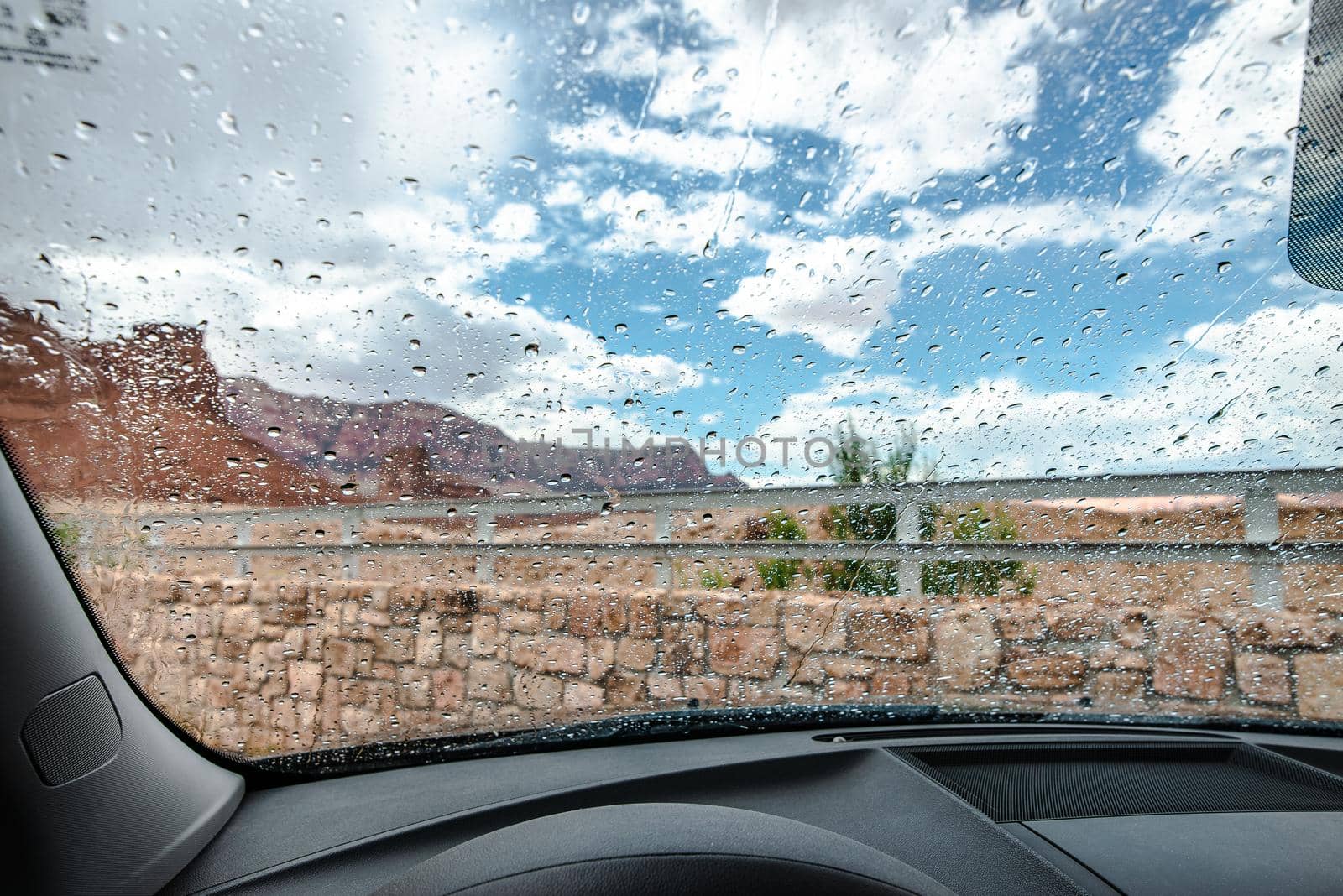 Sheltering in the car from a rainstorm near the Grand Canyon, Arizona by Pendleton