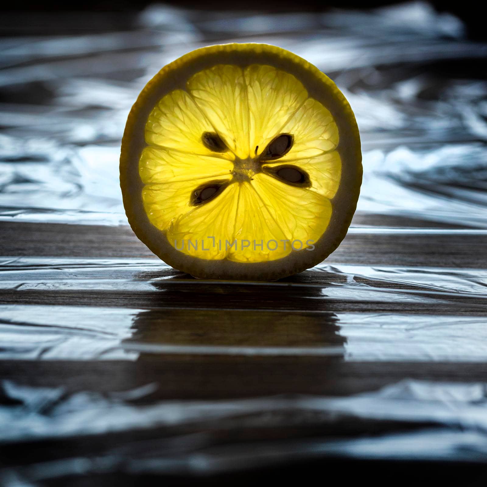view of the transparent light of an lemon slice