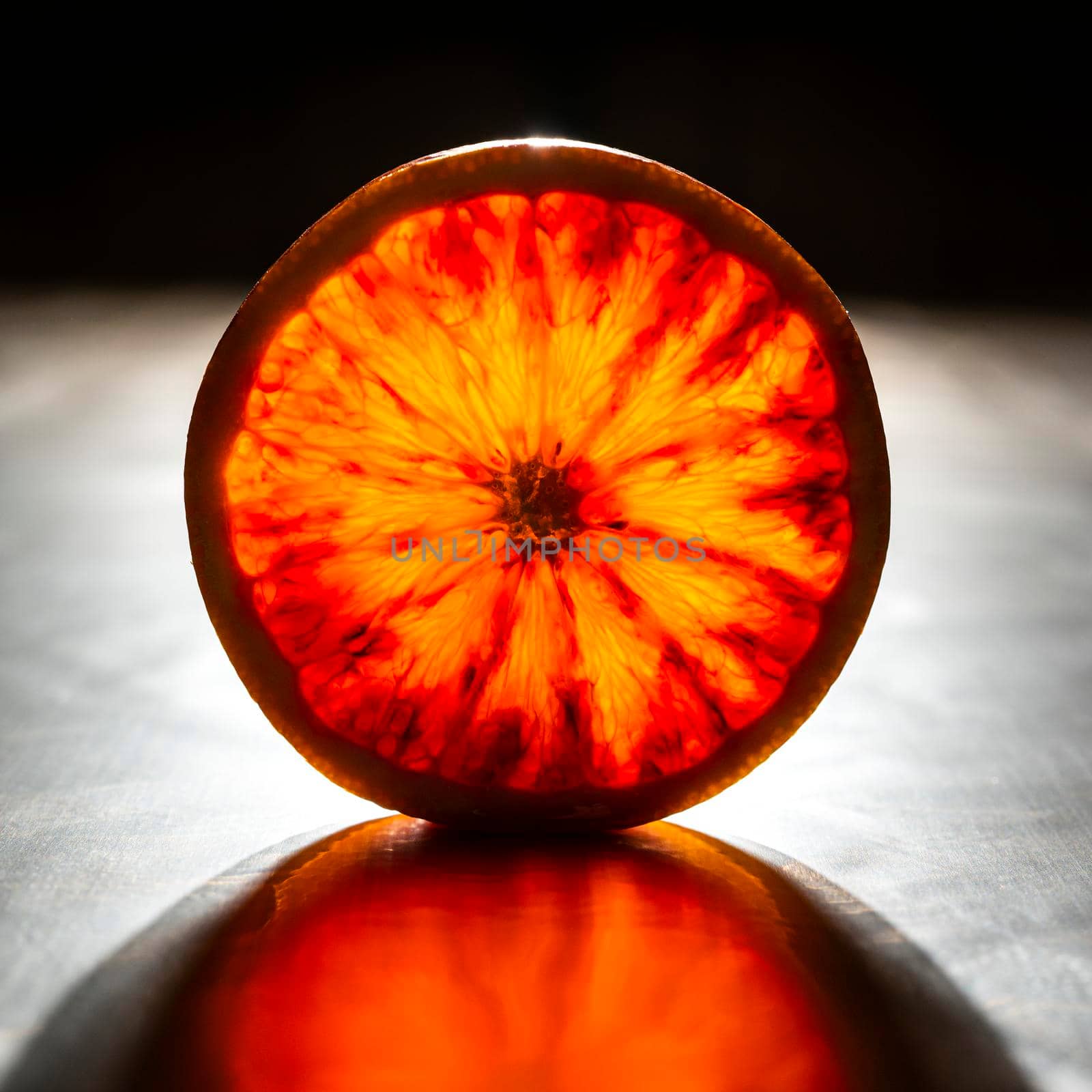 view of the transparent light of an orange slice