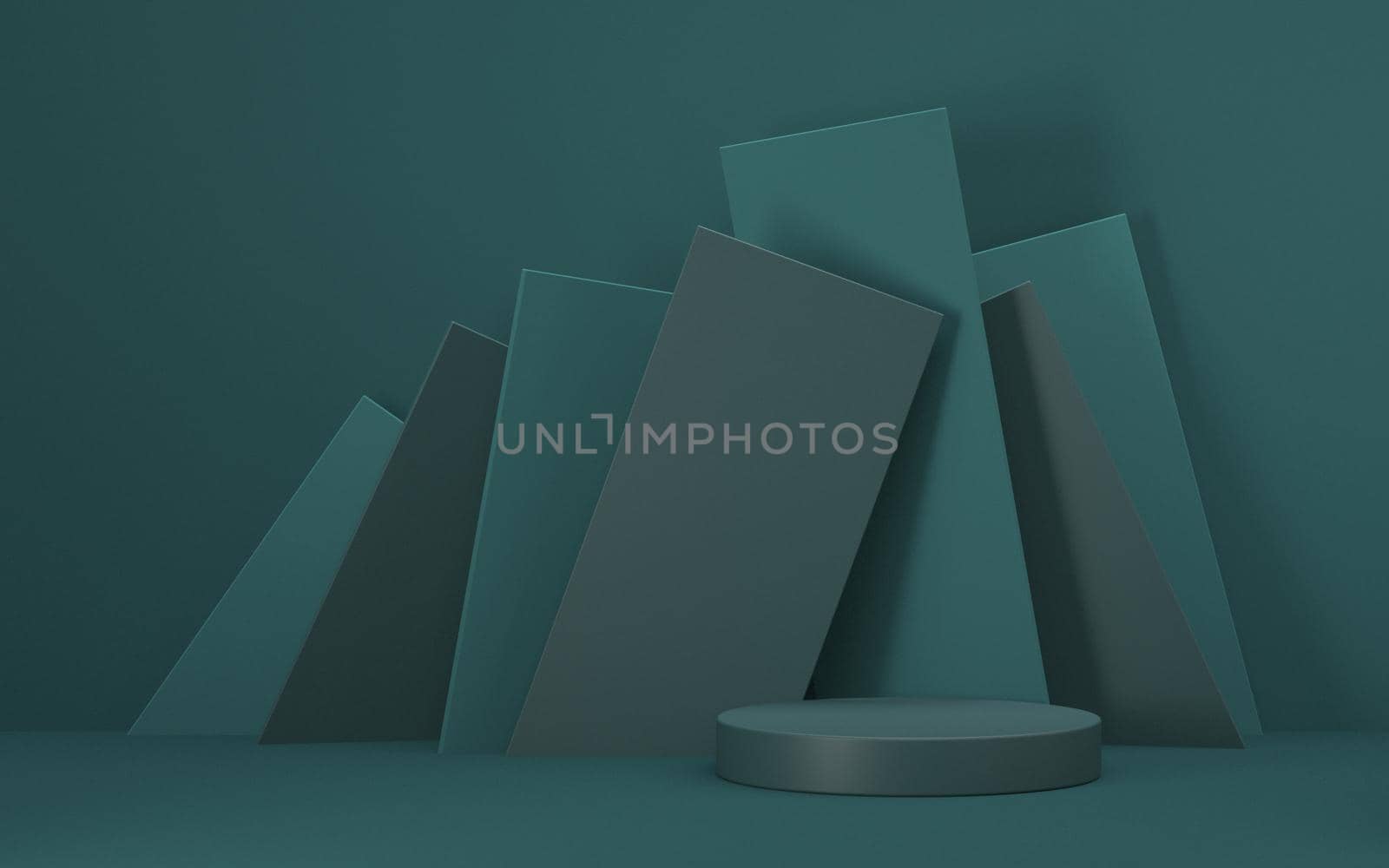 Mock up podium for product presentation rectangles composition 3D render illustration on green background