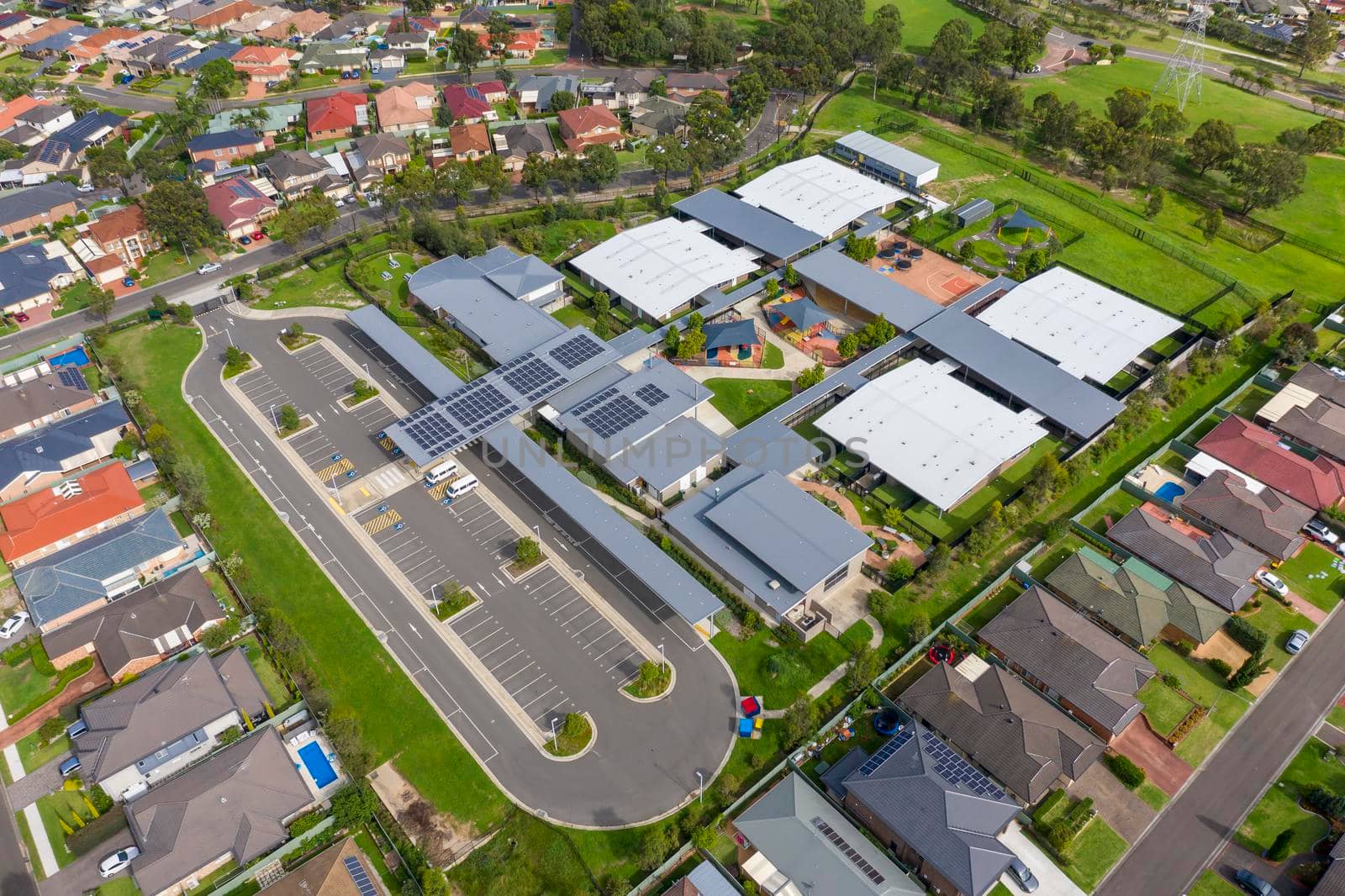 Aerial view of Fernhill School in Glenmore Park by WittkePhotos