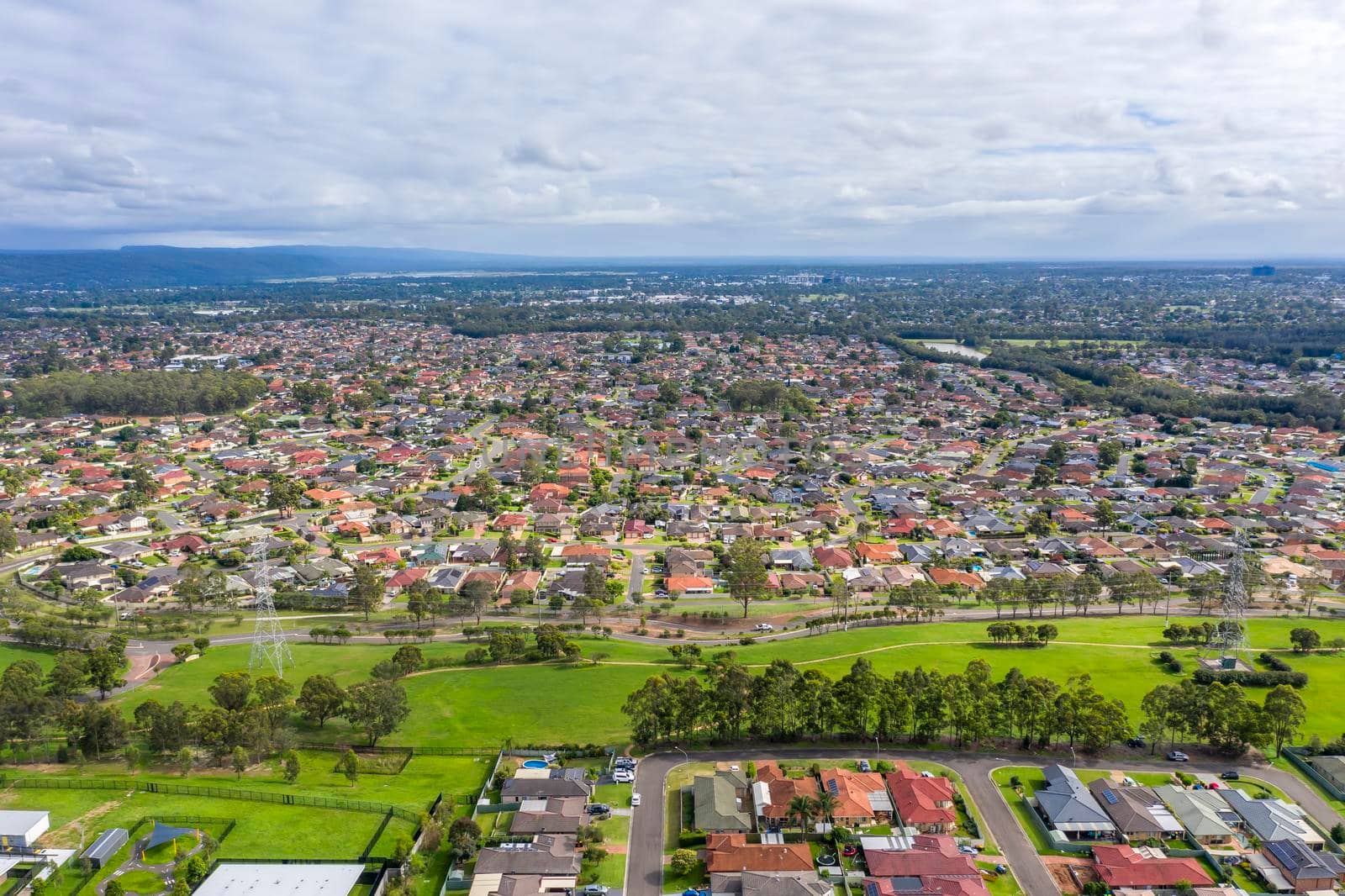 Aerial view of houses in the suburbs by WittkePhotos