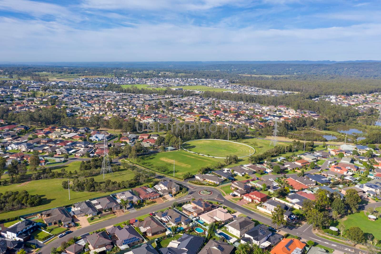 Aerial view of the suburb of Glenmore Park by WittkePhotos