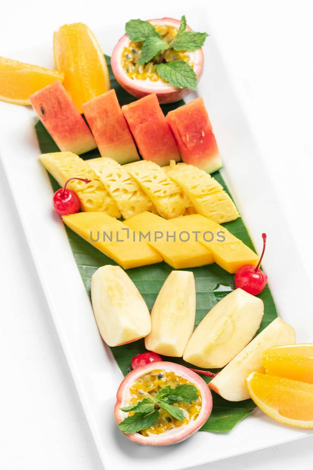 mixed fresh cut organic fruit salad platter by jackmalipan