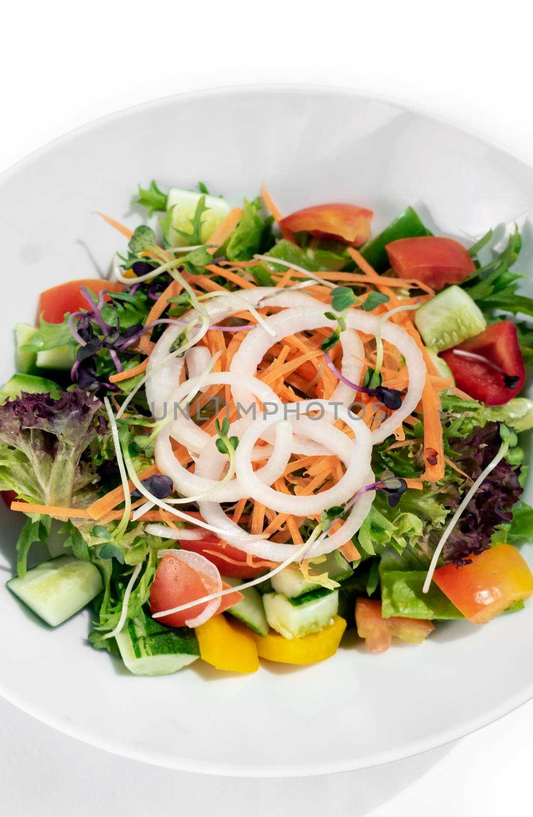 fresh organic mixed vegetable vegan Garden Salad with Vinaigrette sauce by jackmalipan