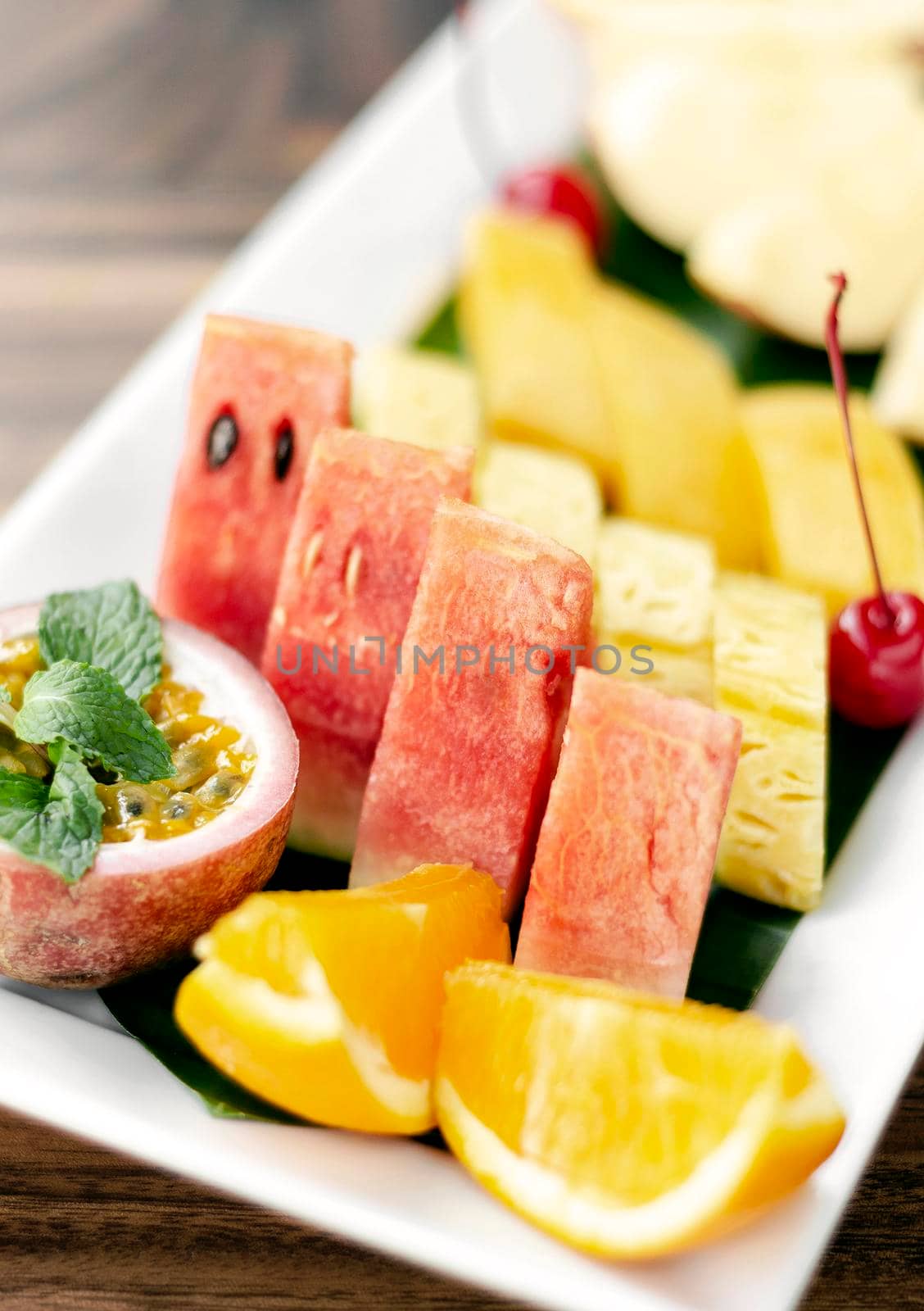 mixed fresh cut organic fruit salad platter by jackmalipan