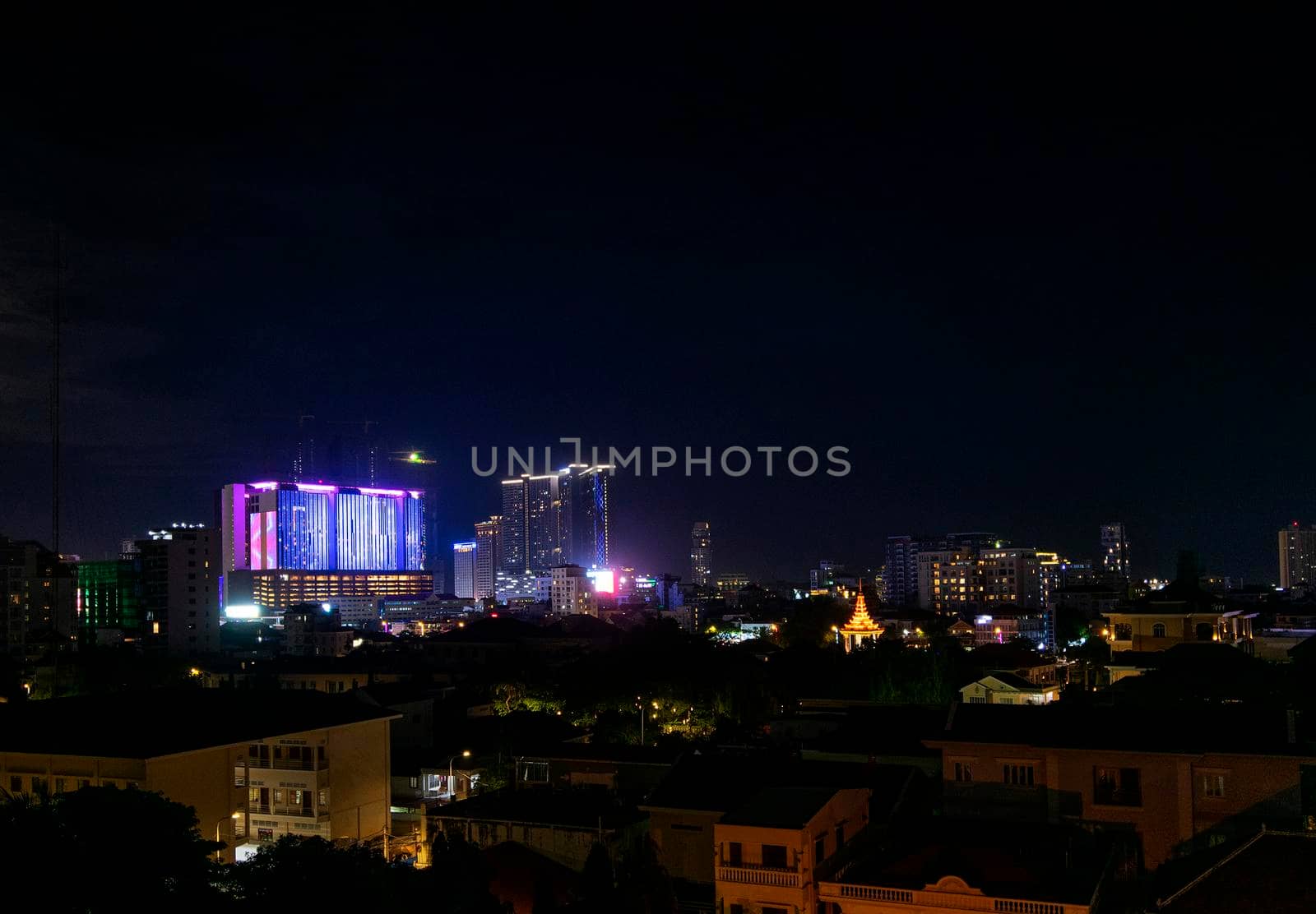 downtown central phnom penh city skyline night view in cambodia   by jackmalipan