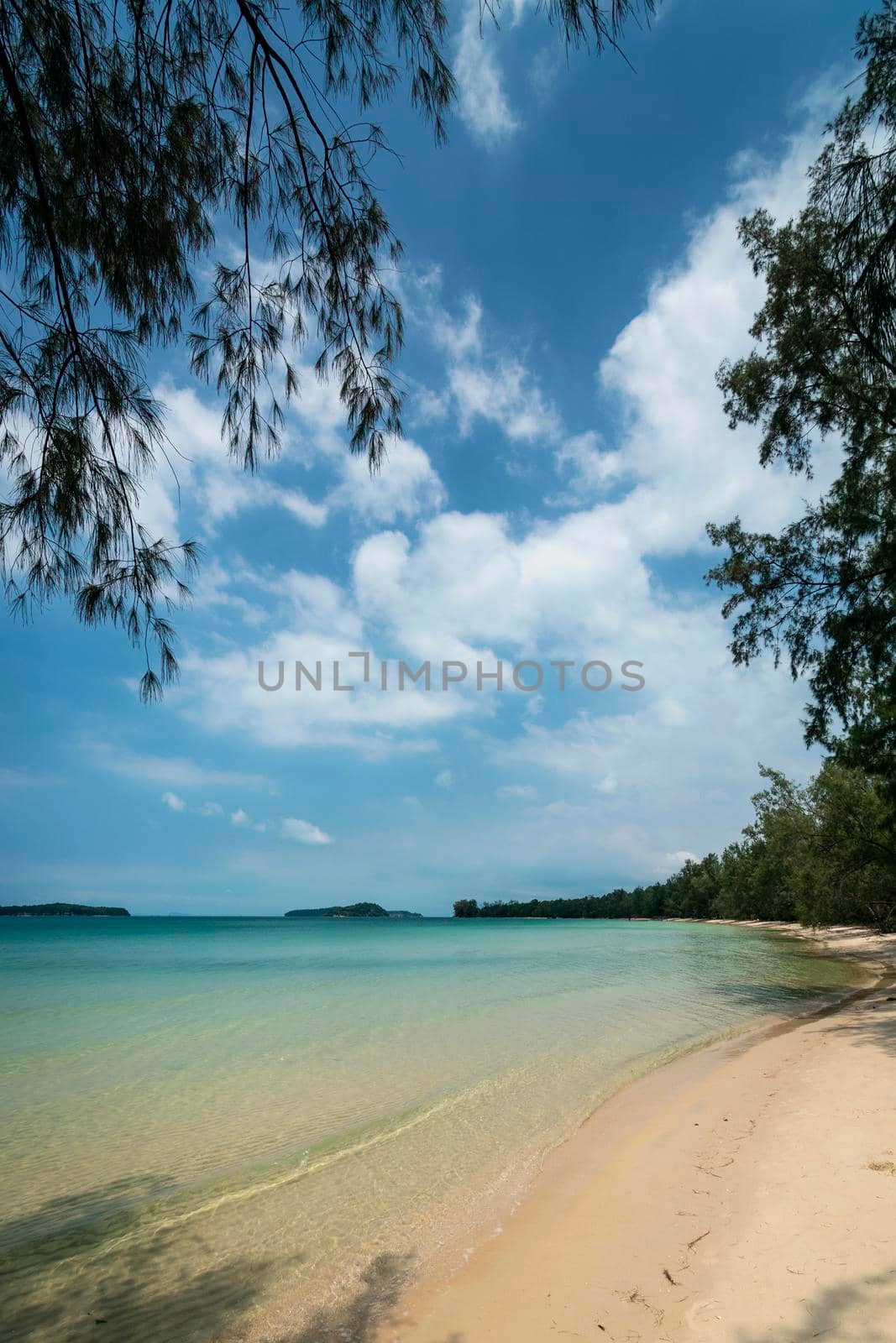 Long Beach on Koh Ta Kiev paradise island near Sihanoukville Cambodia