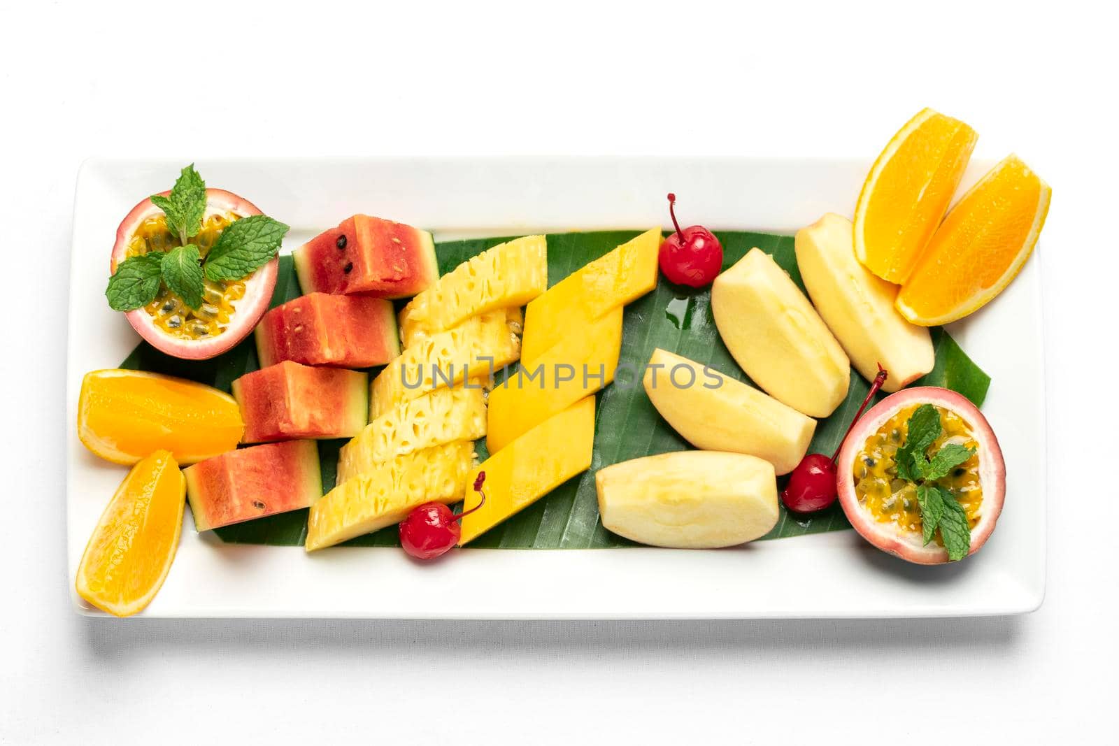 mixed fresh cut organic fruit salad platter by jackmalipan